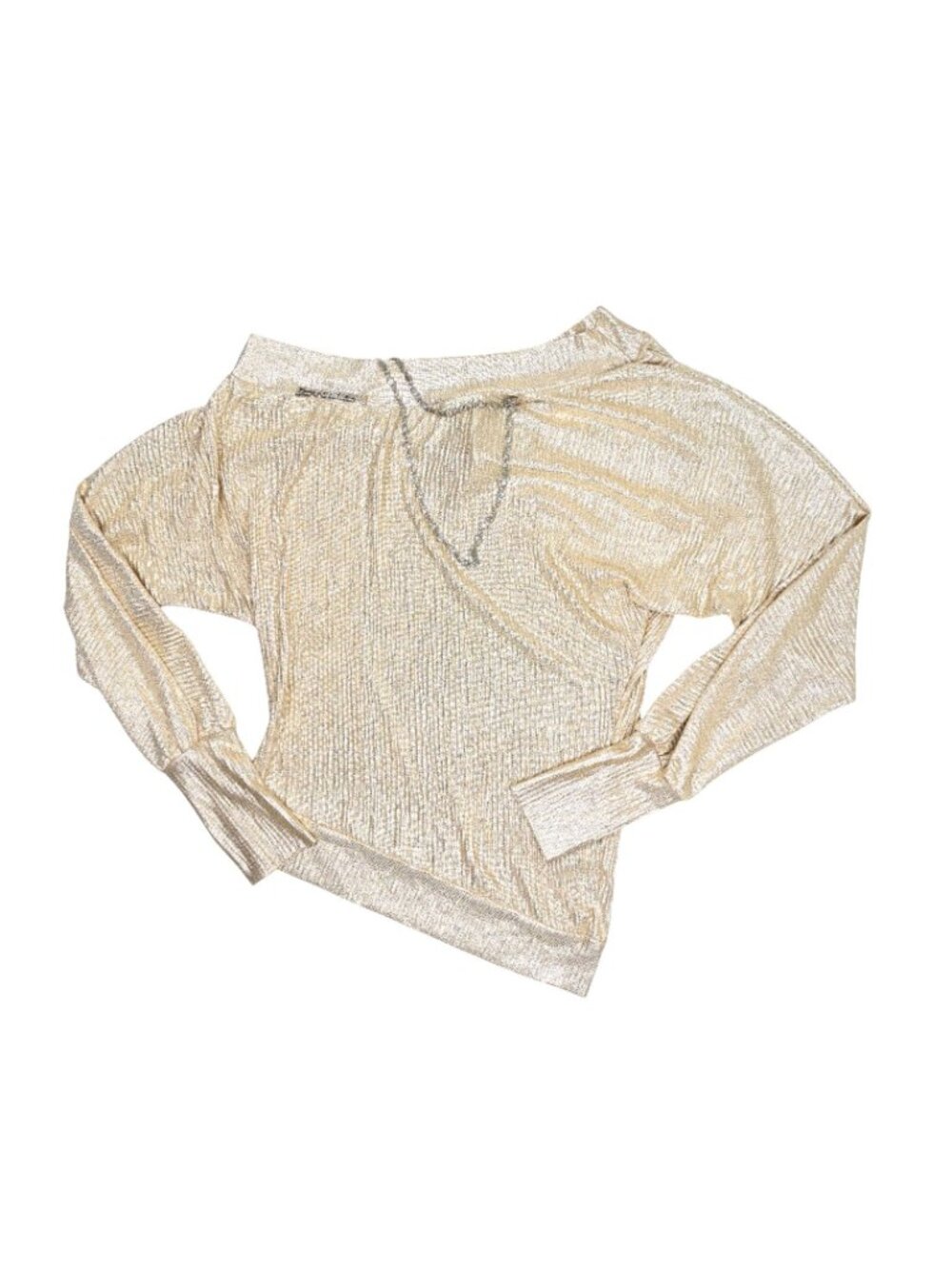Jyosei Y2k Off Shoulder Chain Detail Loose Top in Gold